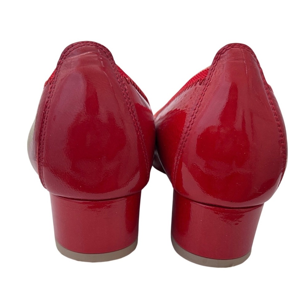 Hispanitas Red Patent Leather Low Block Heel Pumps Floral Size EU 36/US 5.5-6 - Picture 5 of 6